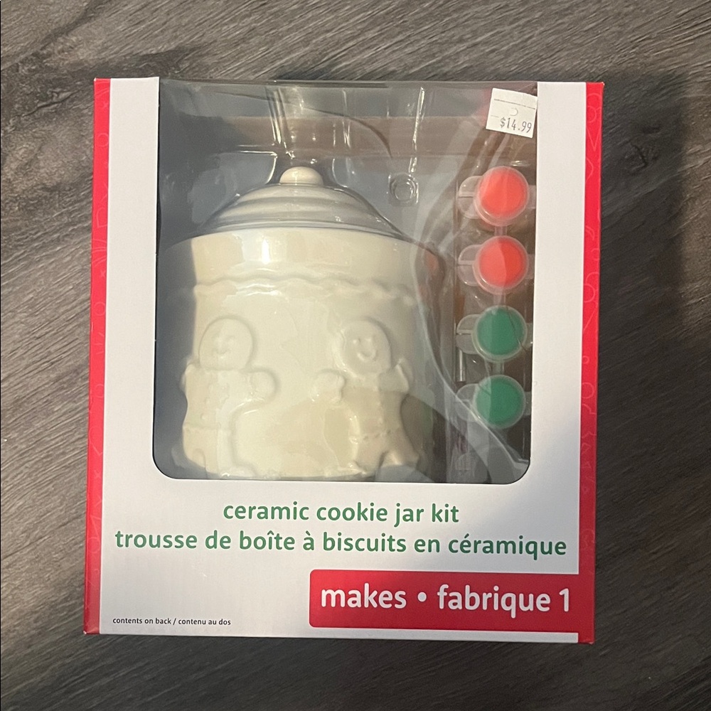 Ceramic Cookie Jar Kit with Paints - White